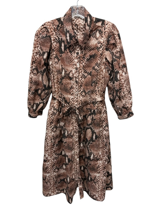 Caroline Constas Size S Brown, Black, White Cotton Snake Print Collar Dress Brown, Black, White / S