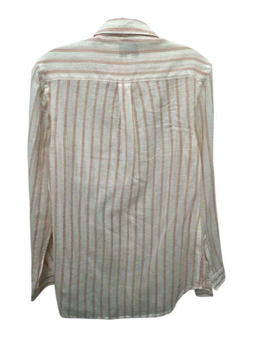 Current/Elliot Size 0 White & Pink No Fabric Tag Striped Button Up Shirt Top White & Pink / 0