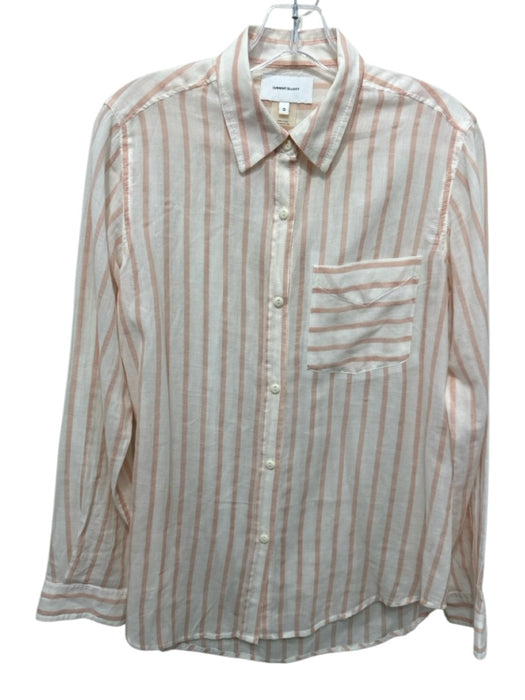 Current/Elliot Size 0 White & Pink No Fabric Tag Striped Button Up Shirt Top White & Pink / 0