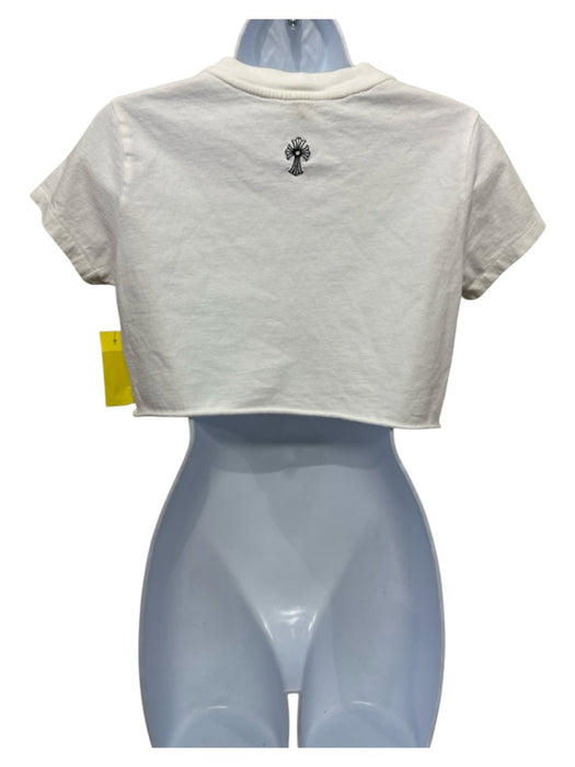 Chrome Hearts Size S White Cotton Embroidered Logo Rolled hemline Crop Top White / S