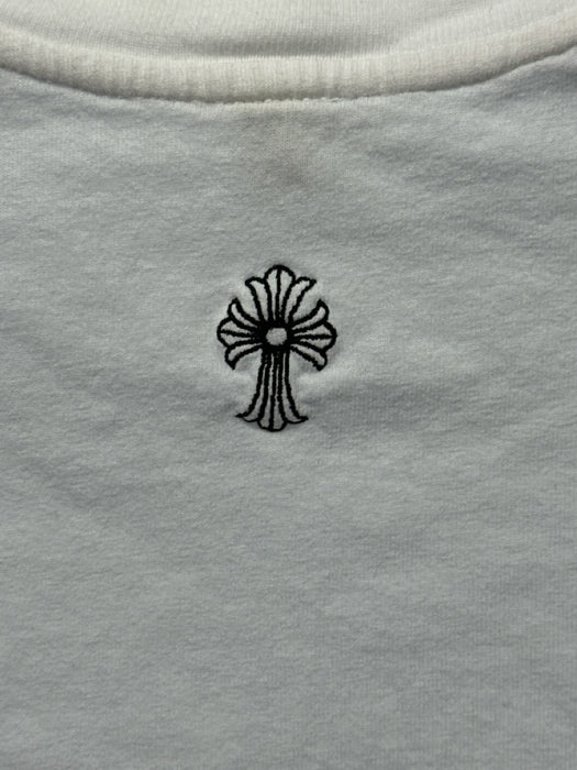 Chrome Hearts Size S White Cotton Embroidered Logo Rolled hemline Crop Top White / S