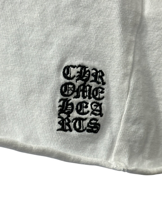 Chrome Hearts Size S White Cotton Embroidered Logo Rolled hemline Crop Top White / S