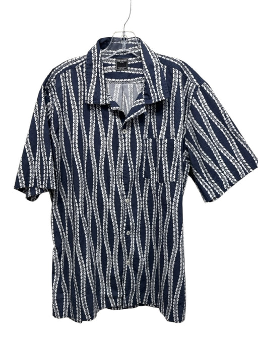 Todd Snyder Size XL Blue & White Cotton Floral Button Up Men's Short Sleeve Blue & White / XL