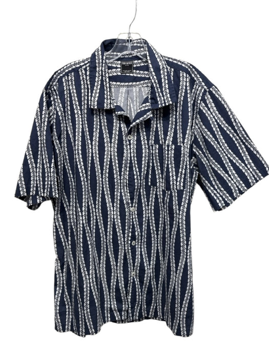 Todd Snyder Size XL Blue & White Cotton Floral Button Up Men's Short Sleeve Blue & White / XL