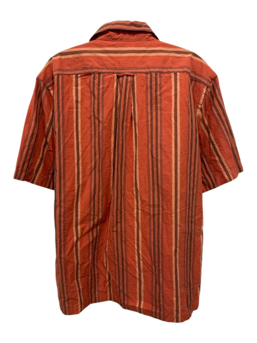 Todd Snyder Size XL Orange & Yellow Cotton Striped Button Up Men's Short Sleeve Orange & Yellow / XL