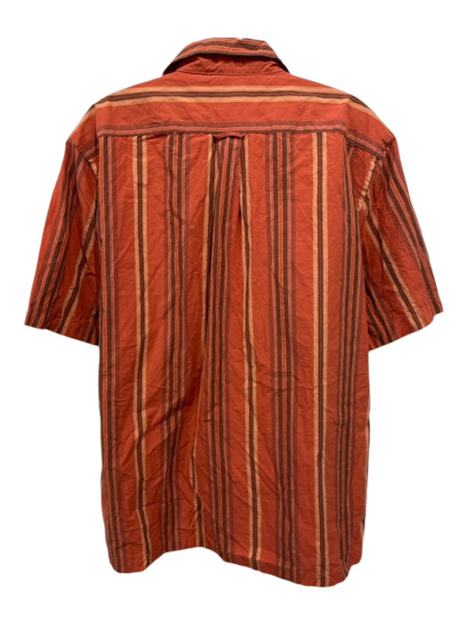 Todd Snyder Size XL Orange & Yellow Cotton Striped Button Up Men's Short Sleeve Orange & Yellow / XL