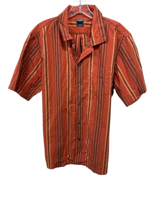 Todd Snyder Size XL Orange & Yellow Cotton Striped Button Up Men's Short Sleeve Orange & Yellow / XL