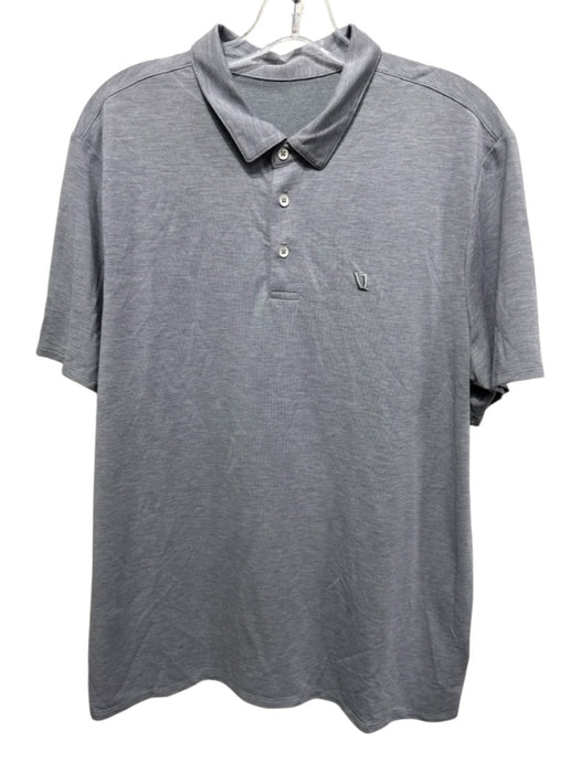 Vuori Size L Gray Polyester Solid Polo Men's Short Sleeve Gray / L