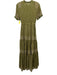 Free People Size XS Green & Pink Viscose Short Sleeve Abstract Print Midi Dress Green & Pink / XS
