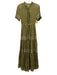 Free People Size XS Green & Pink Viscose Short Sleeve Abstract Print Midi Dress Green & Pink / XS