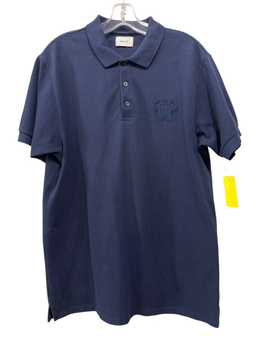 Bally Size XL Navy Blue Cotton Solid Polo Men's Short Sleeve Navy Blue / XL