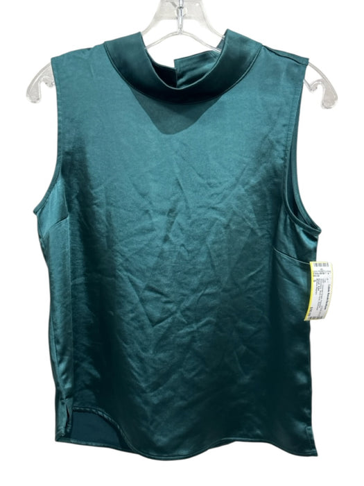 Melissa Nepton Size S Emerald Green Polyester Sleeveless Mock Neck Top Emerald Green / S