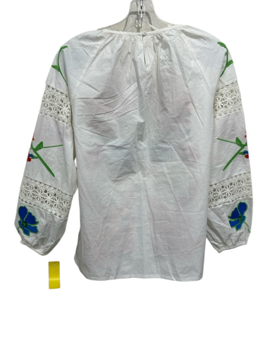 Frances Valentine Size XS White, Green, Multi Cotton Floral Embroidered Top White, Green, Multi / XS