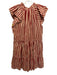 Anna Kate Size M Red & Brown Cotton Striped Tiered Cap Sleeve Dress Red & Brown / M