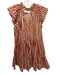 Anna Kate Size M Red & Brown Cotton Striped Tiered Cap Sleeve Dress Red & Brown / M