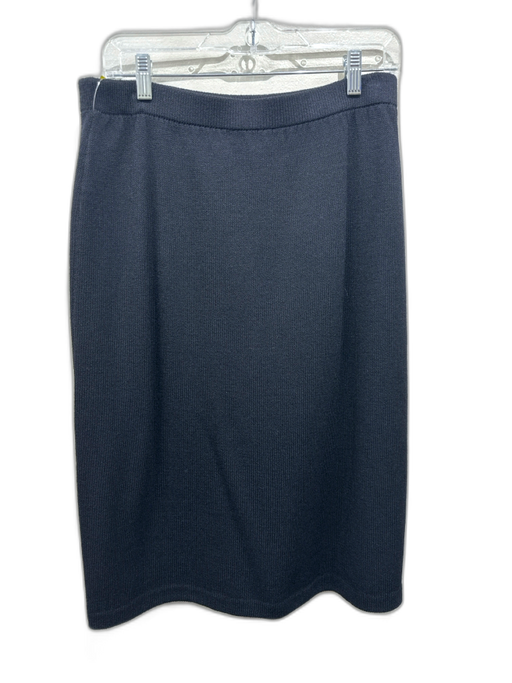 St. John Size 12 Black Rayon & Wool Elastic Waist Midi Knit Skirt Black / 12
