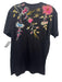 Johnny Was Size Medium Black & Multi Cotton Short Sleeve Floral Embroidery Top Black & Multi / Medium
