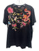 Johnny Was Size Medium Black & Multi Cotton Short Sleeve Floral Embroidery Top Black & Multi / Medium