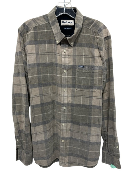 Barbour Size M Tan & Multi Cotton Plaid Button Down Men's Long Sleeve Shirt Tan & Multi / M