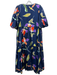 CROSBY by Mollie Burch Size L Navy, Red & Green Cotton Abstract Floral Dress Navy, Red & Green / L