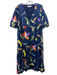 CROSBY by Mollie Burch Size L Navy, Red & Green Cotton Abstract Floral Dress Navy, Red & Green / L
