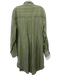 Anthropologie Size M Sage Green & Silver Cotton Blend Long Sleeve Striped Dress Sage Green & Silver / M