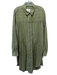 Anthropologie Size M Sage Green & Silver Cotton Blend Long Sleeve Striped Dress Sage Green & Silver / M