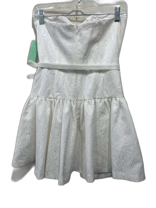 Hutch Size 4 White Cotton & Polyester Strapless Jacquard Tiered Above Knee Dress White / 4