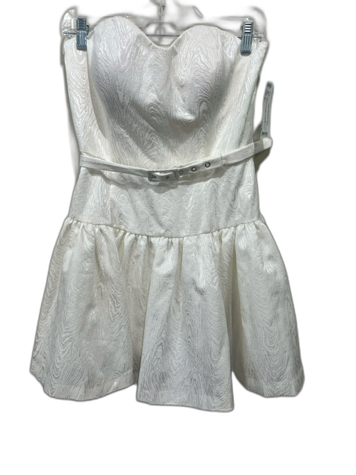 Hutch Size 4 White Cotton & Polyester Strapless Jacquard Tiered Above Knee Dress White / 4
