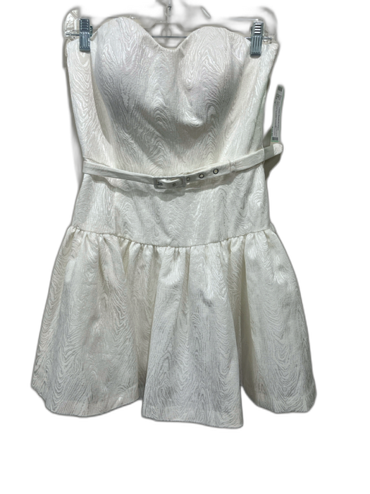 Hutch Size 4 White Cotton & Polyester Strapless Jacquard Tiered Above Knee Dress White / 4