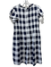 Sea New York Size M Navy Blue & White Cotton Short Ruffle Sleeve Checked Dress Navy Blue & White / M