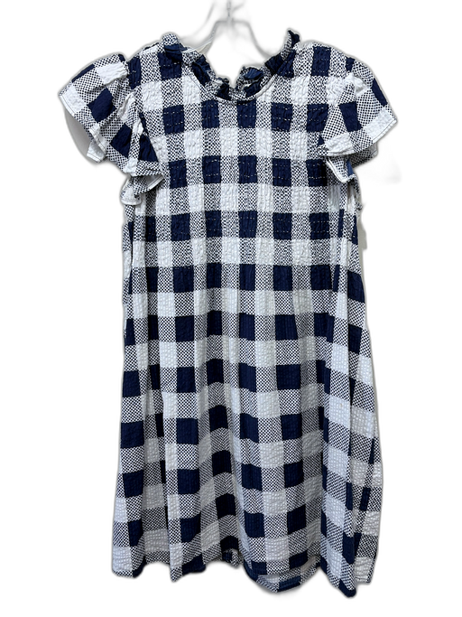 Sea New York Size M Navy Blue & White Cotton Short Ruffle Sleeve Checked Dress Navy Blue & White / M
