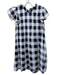Sea New York Size M Navy Blue & White Cotton Short Ruffle Sleeve Checked Dress Navy Blue & White / M