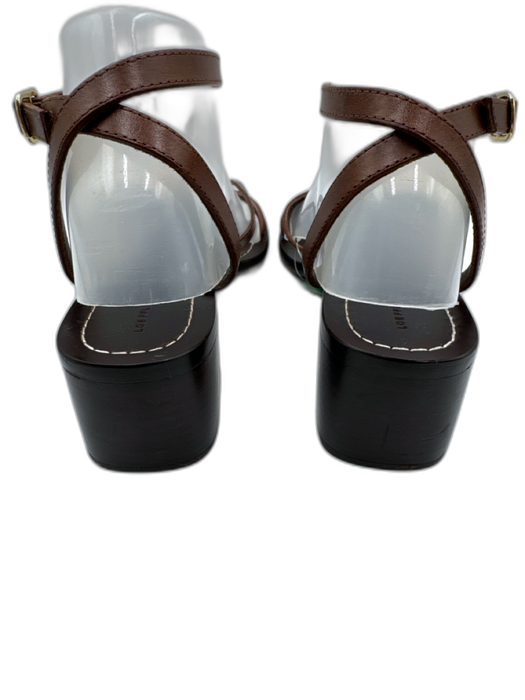 Loeffler Randall Shoe Size 8 Brown Leather Strappy Square Toe Block heel Sandals Brown / 8