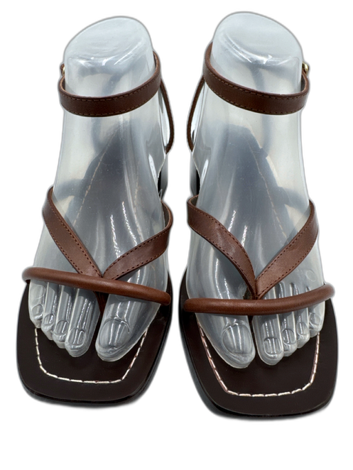 Loeffler Randall Shoe Size 8 Brown Leather Strappy Square Toe Block heel Sandals Brown / 8