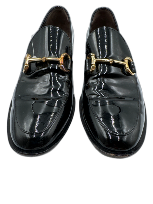 Attilio Giusti Leombruni Shoe Size 38 Black & Gold Patent Leather Horsebit Flats Black & Gold / 38
