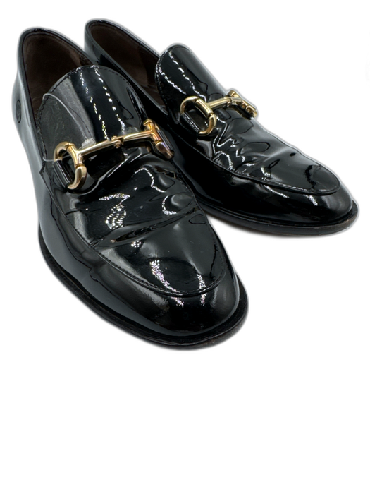 Attilio Giusti Leombruni Shoe Size 38 Black & Gold Patent Leather Horsebit Flats Black & Gold / 38