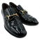 Attilio Giusti Leombruni Shoe Size 38 Black & Gold Patent Leather Horsebit Flats Black & Gold / 38