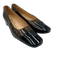 Salvatore Ferragamo Shoe Size 7.5 Black & Brown Patent Leather Square Toe Flats Black & Brown / 7.5