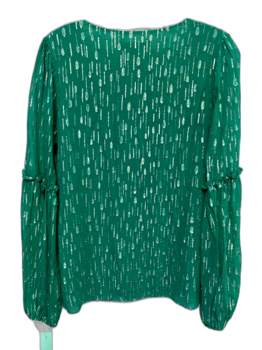 Lilly Pulitzer Size 8 Green & Gold Viscose Blend Metallic Thread Flocked Top Green & Gold / 8