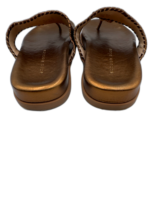 Jack Rogers Shoe Size 6 Copper Leather Upper Metallic Whipstitch Thong Sandals Copper / 6