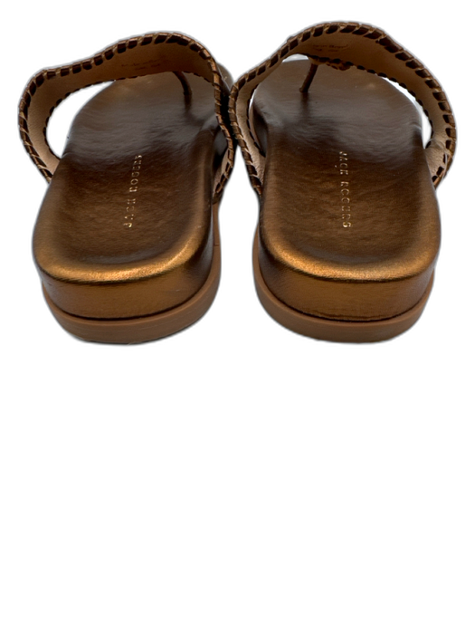 Jack Rogers Shoe Size 6 Copper Leather Upper Metallic Whipstitch Thong Sandals Copper / 6