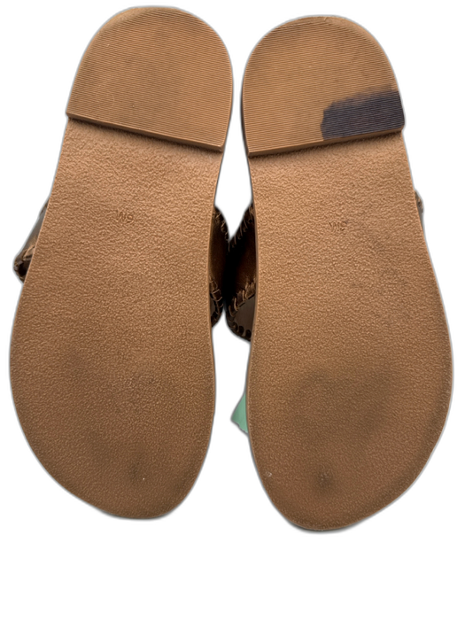 Jack Rogers Shoe Size 6 Copper Leather Upper Metallic Whipstitch Thong Sandals Copper / 6