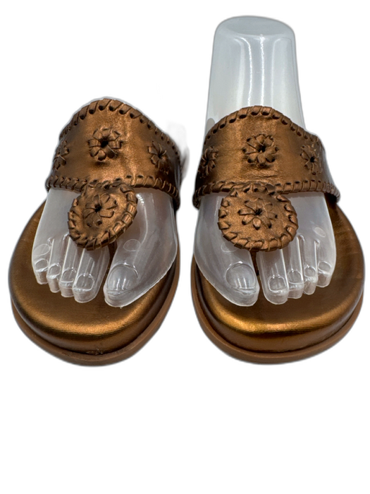 Jack Rogers Shoe Size 6 Copper Leather Upper Metallic Whipstitch Thong Sandals Copper / 6