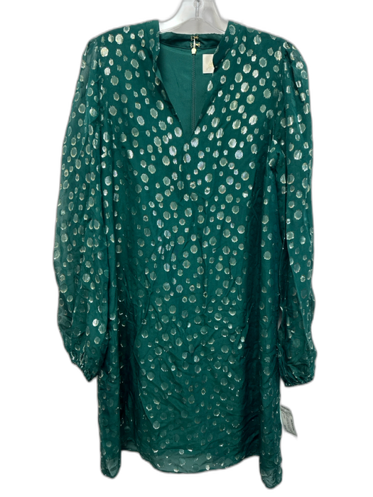 Lilly Pulitzer Size 6 Green Viscose & Silk Swiss Dots Split Neck Midi Dress Green / 6