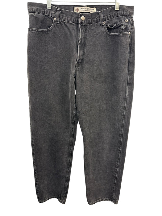 Harley Davidson Size 36 Faded Black Cotton Solid Wide Leg Jean Men's Pants Faded Black / 36