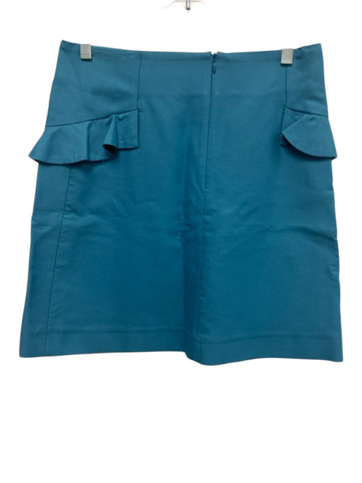 Sandro Size 2 Blue Cotton & Viscose Ruffle Back Zip Knee Length Skirt Blue / 2
