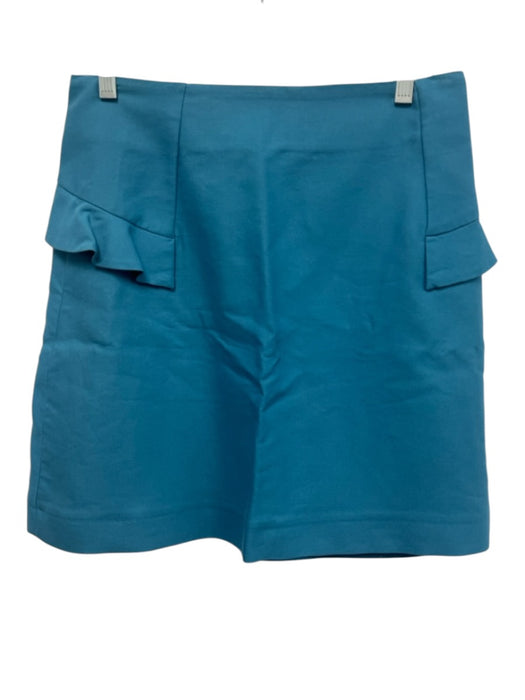Sandro Size 2 Blue Cotton & Viscose Ruffle Back Zip Knee Length Skirt Blue / 2