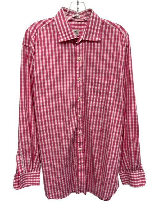 Peter Millar Size XL Pink & White Cotton Gingham Button Down Long Sleeve Shirt Pink & White / XL