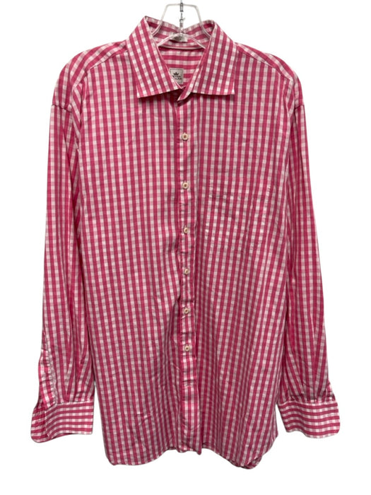 Peter Millar Size XL Pink & White Cotton Gingham Button Down Long Sleeve Shirt Pink & White / XL